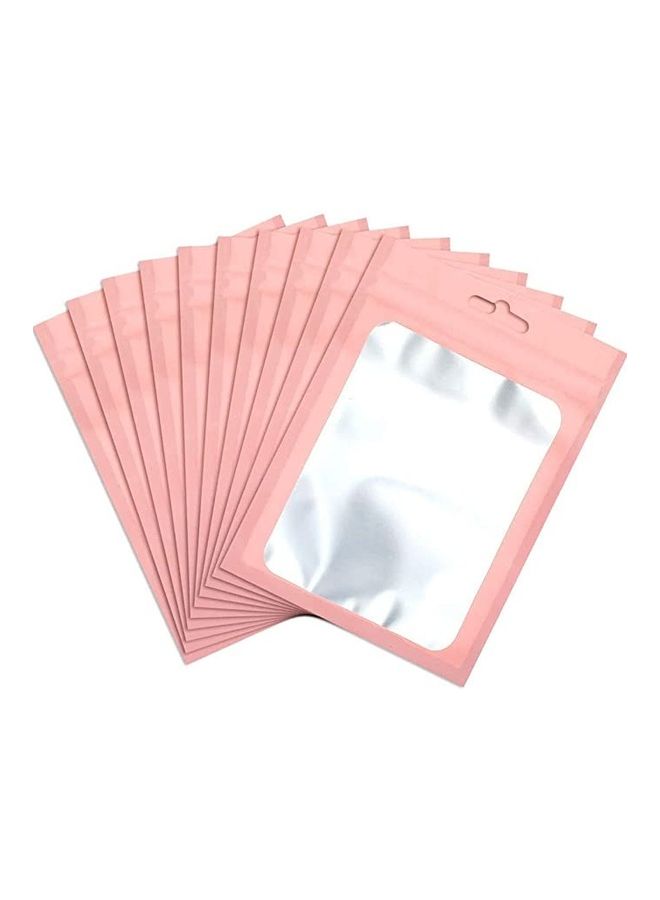 NIBEMINENT 100-Piece Resealable Ziplock Pouch Mylar Foil Bags Pink/Silver 15x10.5cm  - Image 1