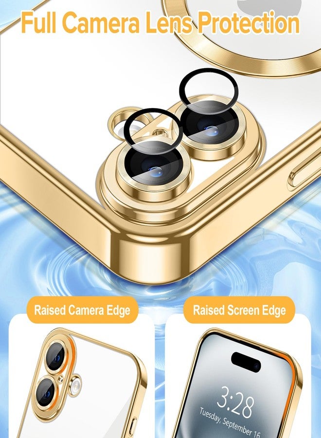 Hython Magnetic Clear for iPhone 16 Plus Case with Camera Lens Protector [Compatible with MagSafe] Luxury Plating Edge Slim Soft TPU Cover Protective Phone Case for iPhone 16 Plus 6.7", Gold - Image 4