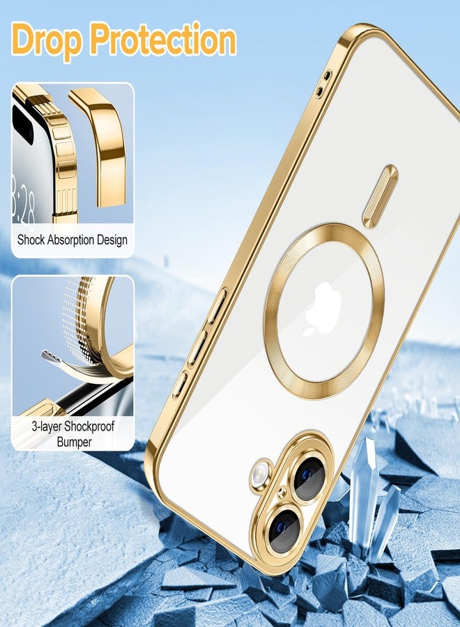 Hython Magnetic Clear for iPhone 16 Plus Case with Camera Lens Protector [Compatible with MagSafe] Luxury Plating Edge Slim Soft TPU Cover Protective Phone Case for iPhone 16 Plus 6.7", Gold - Image 5
