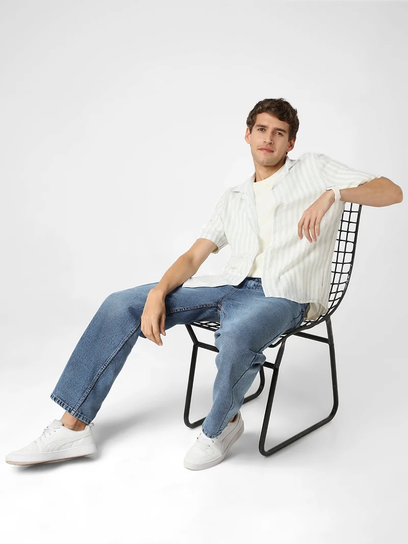 Urbano Fashion  Urbano Fashion Men's Blue Loose Baggy Fit Washed Jeans Non-Stretchable for Women | Best Price UAE