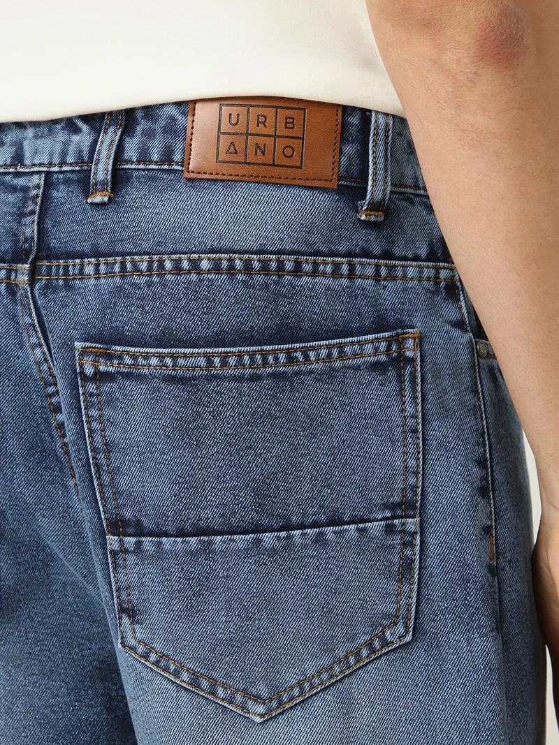 Urbano Fashion  Urbano Fashion Men's Blue Loose Baggy Fit Washed Jeans Non-Stretchable for Women | Best Price UAE