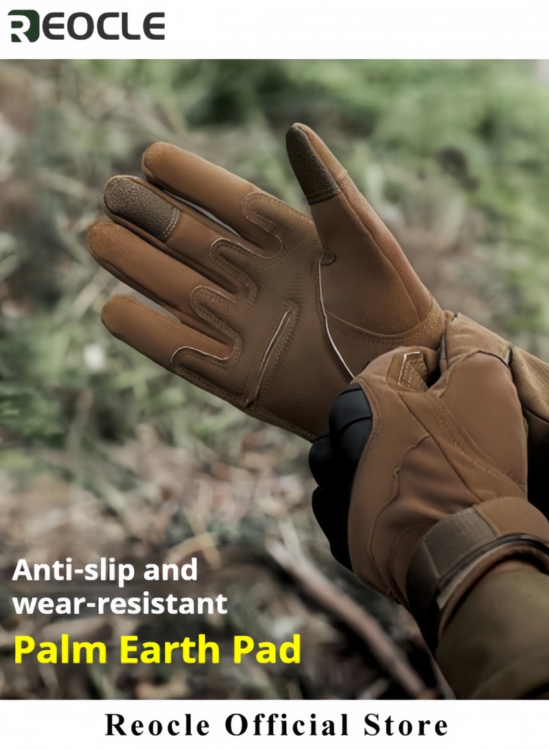 REOCLE Men's Tactical Gloves Motorcycle Gloves Soft Rubber Protection Racing Gloves Outdoor Sports Riding Gloves with Velcro Strap & Anti Slip Palm Pad Breathable & Sweat Wicking Gloves for Riding & Climbing & Training  - Image 4
