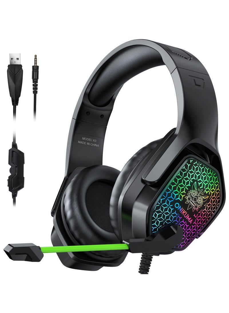 Onikuma X3 Anti-Blur Wired Headphones 3.5mm Wired Headset with Mic for Gaming - Image 1