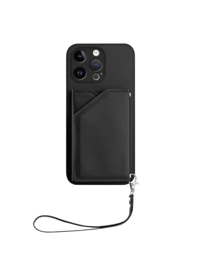 اس-توب جراب لهاتف iPhone 15 Pro Max Skin Feel مع أربع فتحات للبطاقات وحزام معصم - Image 2