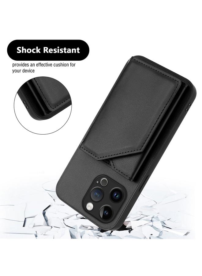 اس-توب جراب لهاتف iPhone 15 Pro Max Skin Feel مع أربع فتحات للبطاقات وحزام معصم - Image 3