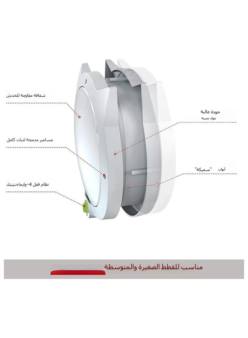 عام باب للقطط بتصميم دوار 4 حالات، هادئ ومناسب للاستخدام داخل المنزل، يمكن تركيبه في الأبواب الداخلية وعلى الجدران والنوافذ. - Image 3