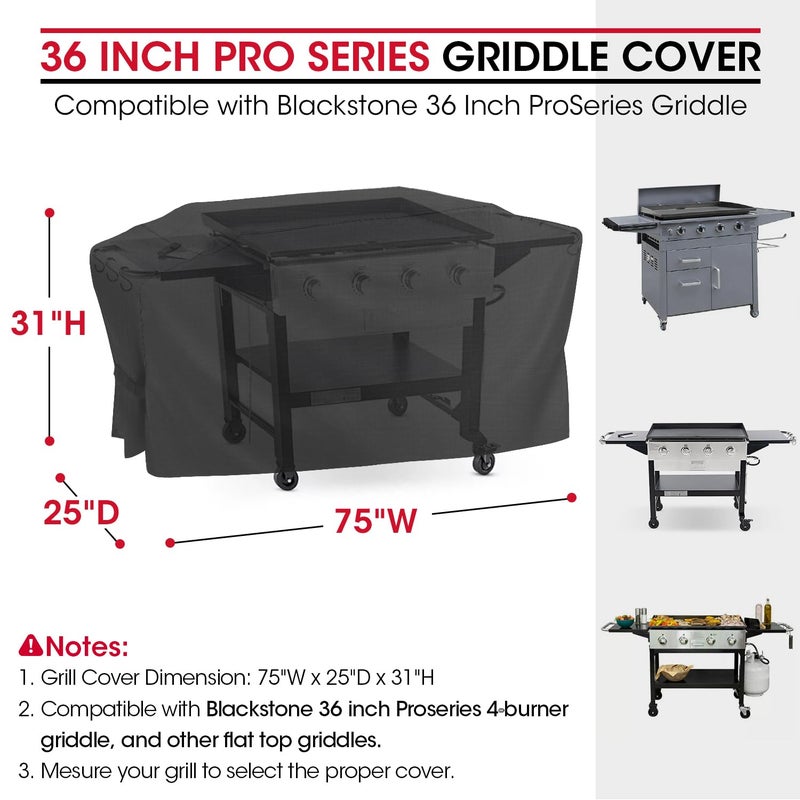 Unicook Griddle Cover for Blackstone 36 Inch ProSeries, Flat Top BBQ Grill Cover 75 Inch for Outdoor 4 Burner Cooking Station, Unique Waterproof Vinyl with Polyester Lining - Image 2