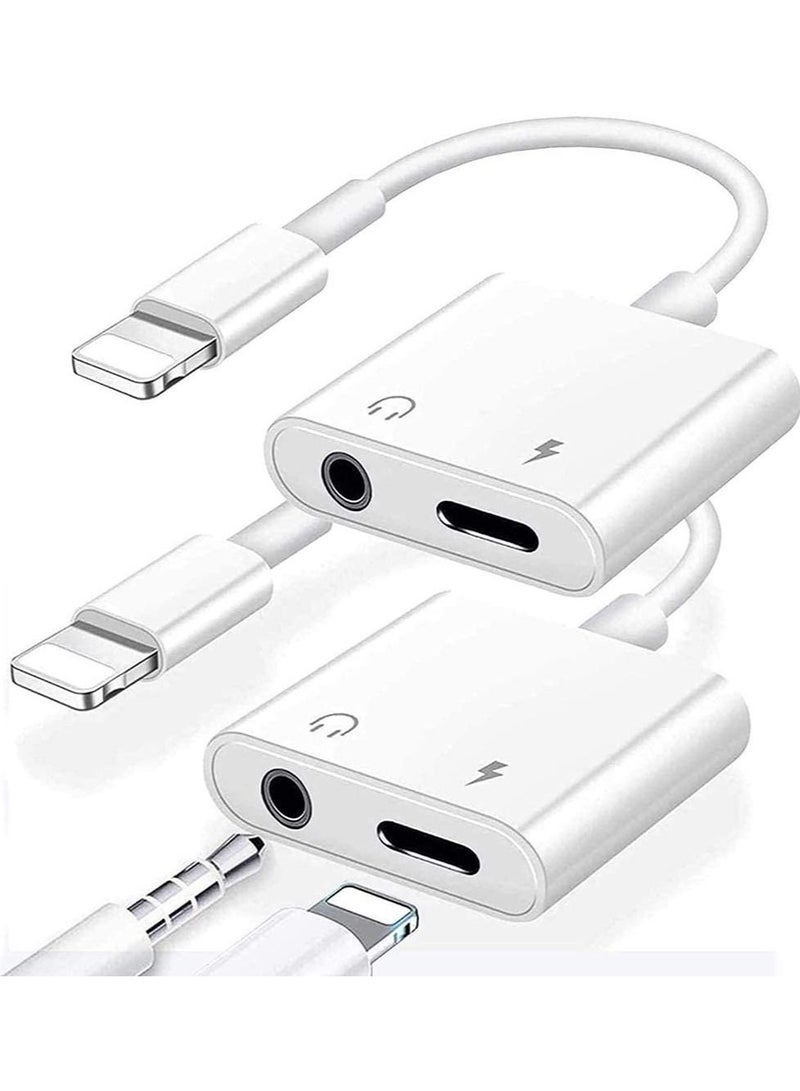Excefore 2 Pack Headphones Jack Adapter for iPhone 2 in 1 Charger Aux Audio Splitter Dongle Adapter for iPhone for iPad for iPod Support All iOS System - Image 1