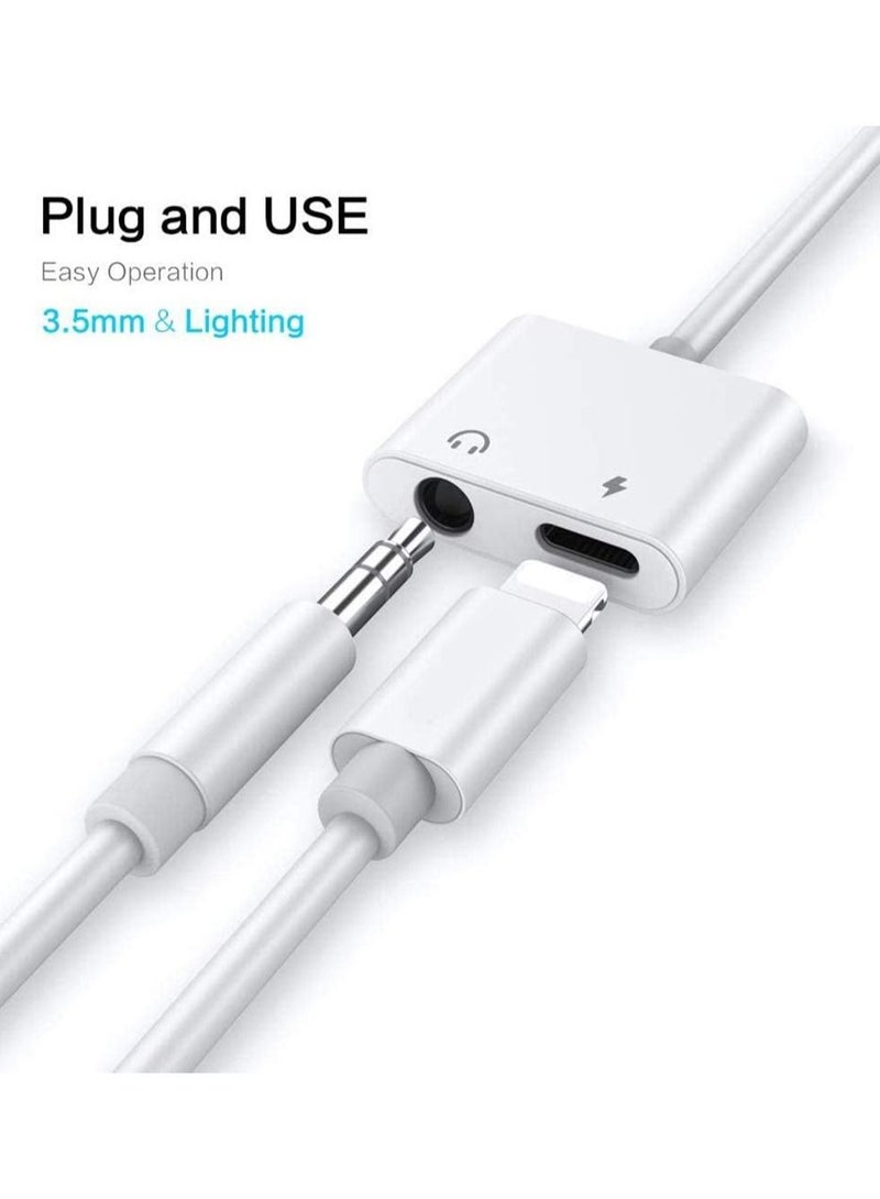 Excefore 2 Pack Headphones Jack Adapter for iPhone 2 in 1 Charger Aux Audio Splitter Dongle Adapter for iPhone for iPad for iPod Support All iOS System - Image 2