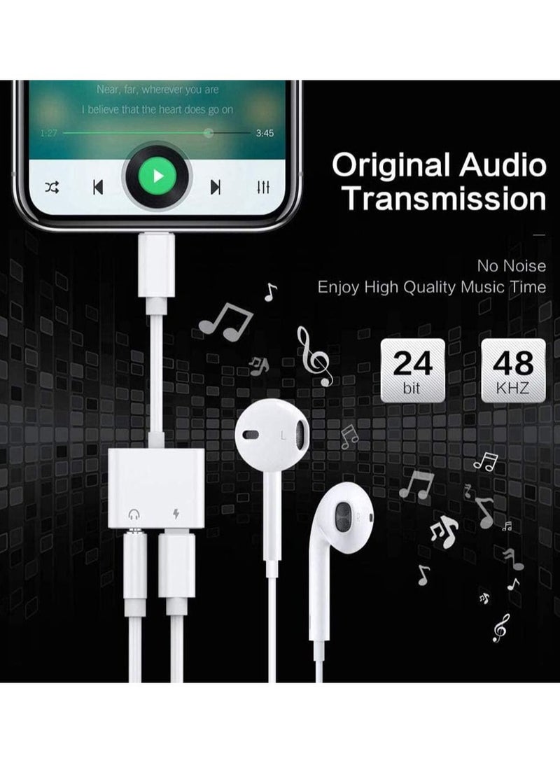 Excefore 2 Pack Headphones Jack Adapter for iPhone 2 in 1 Charger Aux Audio Splitter Dongle Adapter for iPhone for iPad for iPod Support All iOS System - Image 3