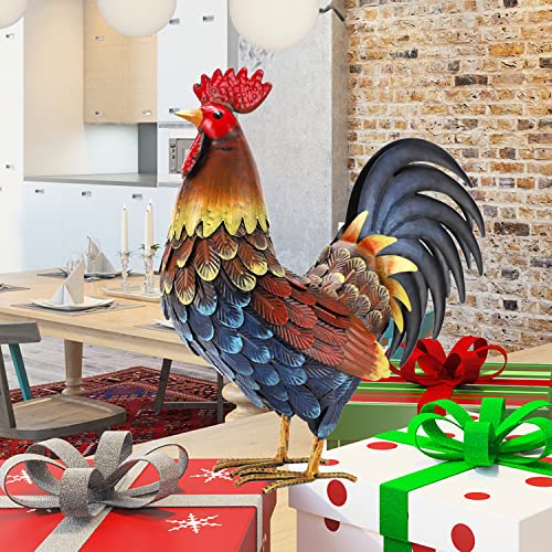 chisheen Rooster Decor Garden Statue Metal Chicken Yard Art Sculpture Outdoor Figurines - Image 5