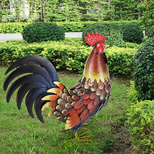 chisheen Rooster Decor Garden Statue Metal Chicken Yard Art Sculpture Outdoor Figurines - Image 4