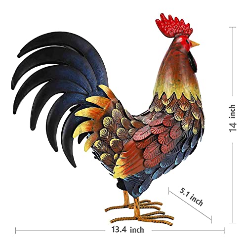 chisheen Rooster Decor Garden Statue Metal Chicken Yard Art Sculpture Outdoor Figurines - Image 2