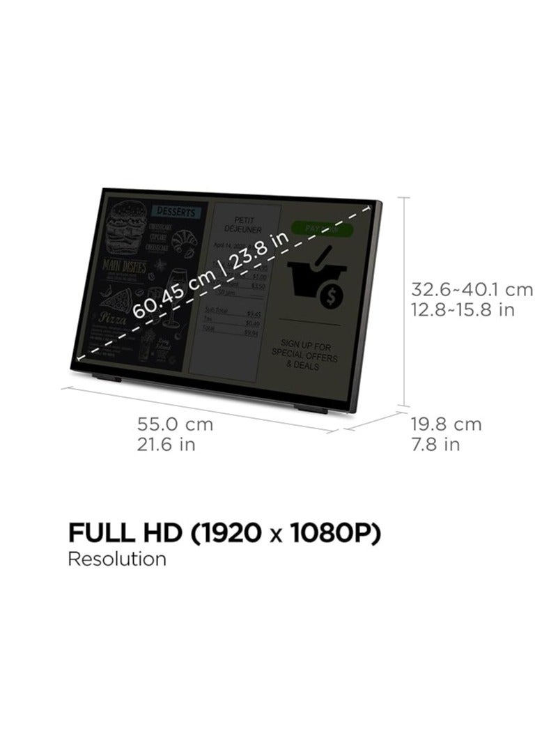 ViewSonic 24" inch Touch Screen (Full HD, HDMI, USB, 10-Point Multi-Touch, Integrated Stand, Speaker, 4 Year Exchange Service) TD2465 | Black - Image 3
