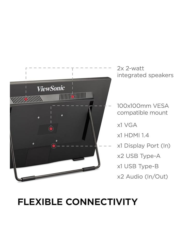 ViewSonic 24" inch Touch Screen (Full HD, HDMI, USB, 10-Point Multi-Touch, Integrated Stand, Speaker, 4 Year Exchange Service) TD2465 | Black - Image 4