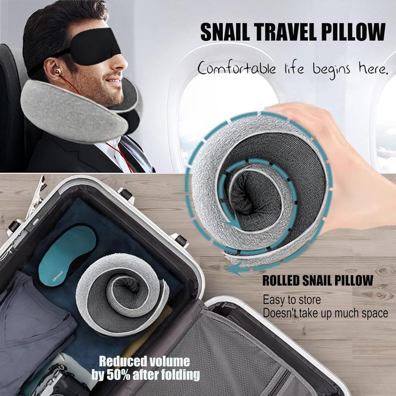 KASTWAVE Travel Pillow, Memory Foam Neck Pillow for Travel, Portable Flight Pillow for Neck Support, Convenient & Portable U Shaped Pillows, for Office, Camping, Travelling (Grey) - Image 3