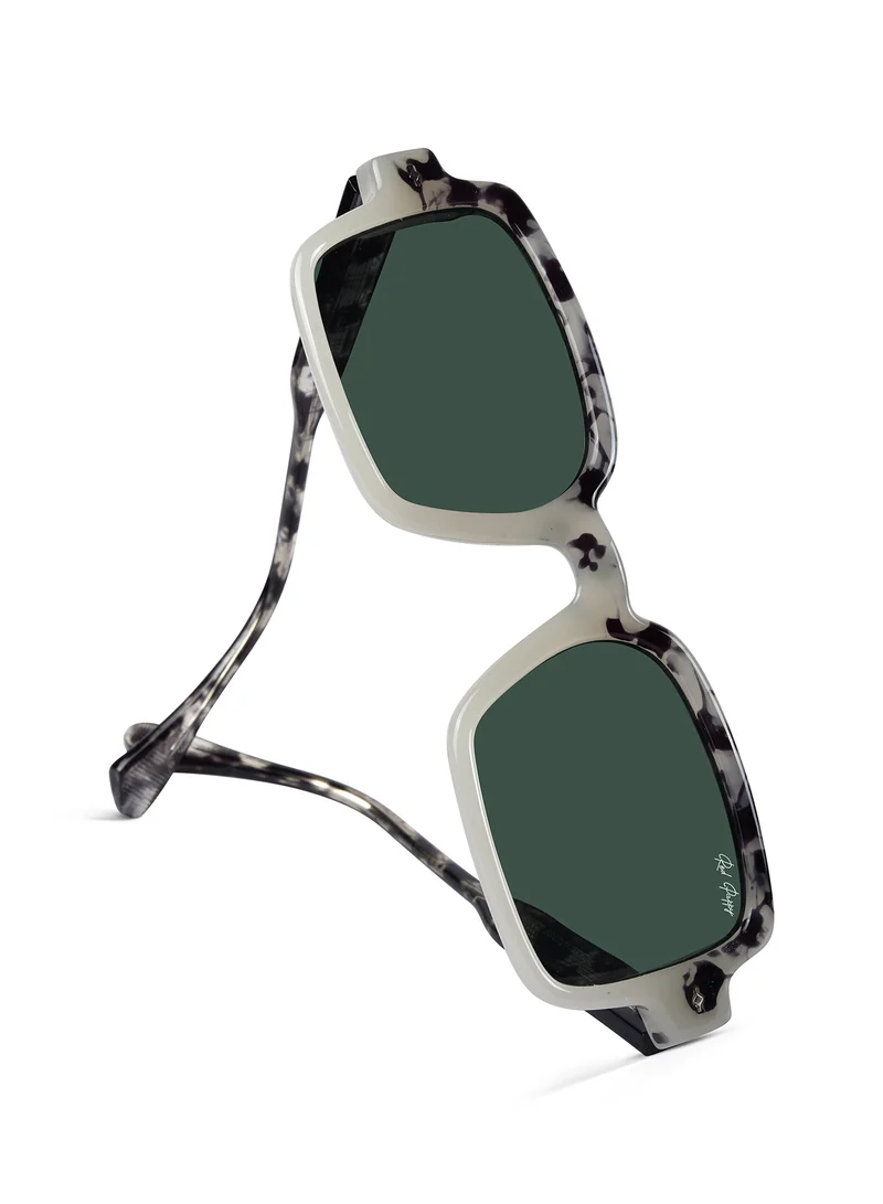 Woggles Red Pappy Crescendo Green Rectangle Sunglasses