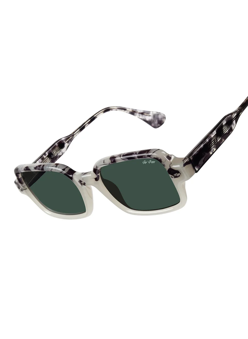 Woggles Red Pappy Crescendo Green Rectangle Sunglasses