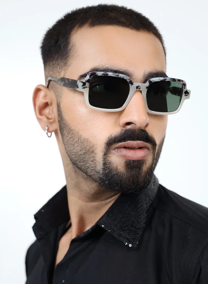 Woggles Red Pappy Crescendo Green Rectangle Sunglasses