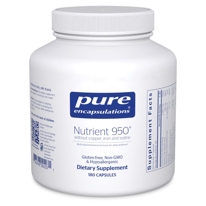 Pure Encapsulations Nutrient 950 Without Copper Iron Iodine Antioxidant Multivitamin and Mineral Supplement to Support Optimal Health and Physiological Functions 180 Capsules