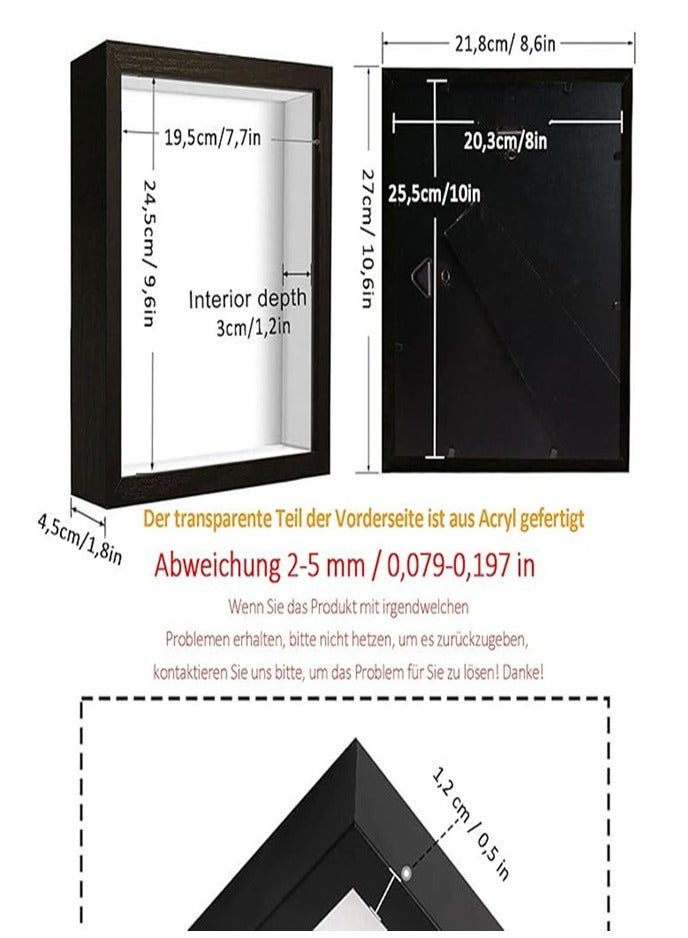 Picture Frame for Filling, Deep Picture Frame for Filling, 11.7 x 16.7 cm, Deep Frame for Wall and Desktop, 3D Object Frame, Deep 3 cm, Suitable for Three-Dimensional Wall Decoration, Wood - Image 2