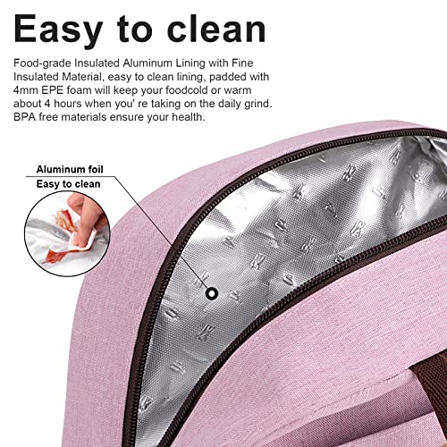 BALORAY Lunch Bag for Women Men Insulated Lunch Box for Adult Reusable Lunch Tote Bag for Work, Picnic or Travel (Pink) - Image 4