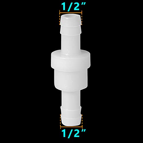 Feelers 1/2" One Way Inline Check Valve Non-Return One-Way Air Water Gas Check Valve Ozone Resistance PVDF, Pack of 4 4PCS - Image 2