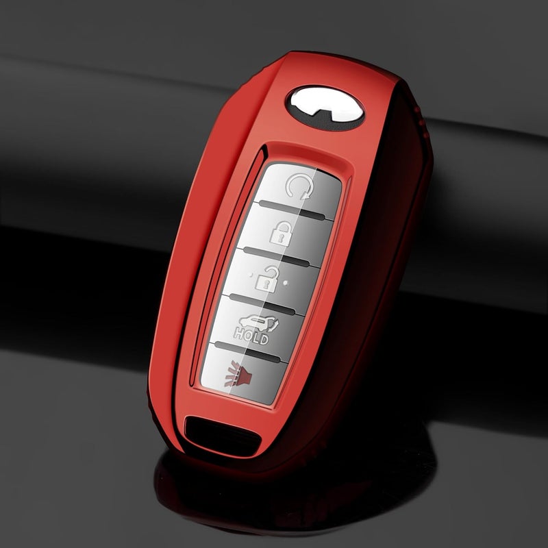Tengare Car Key Fob Cover Compatible with Infiniti Key Case Red Protector Keychain Holder Q50 Q60 QX50 QX55 QX60 Accessories - Image 4