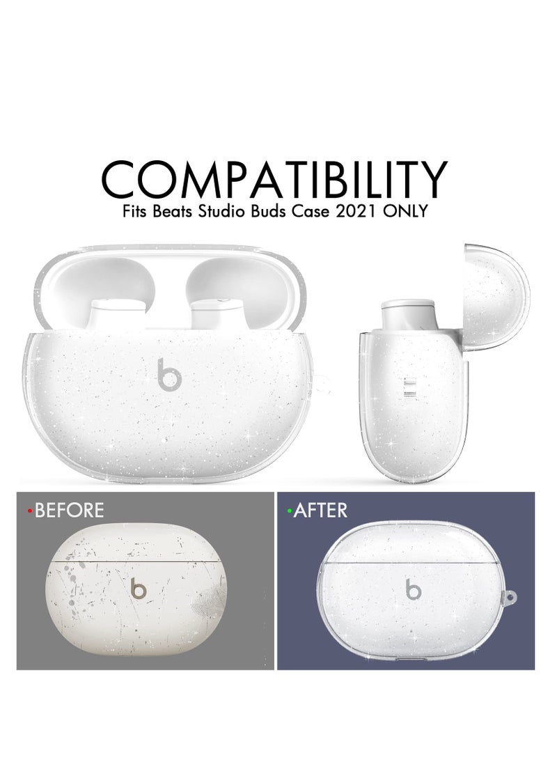 SYOSI Sparkly Bling Clear Case for Beats Studio Buds Case Cover 2023, Shockproof Soft TPU Case for Beats Studio Buds Case Cover with Keychain - Image 2