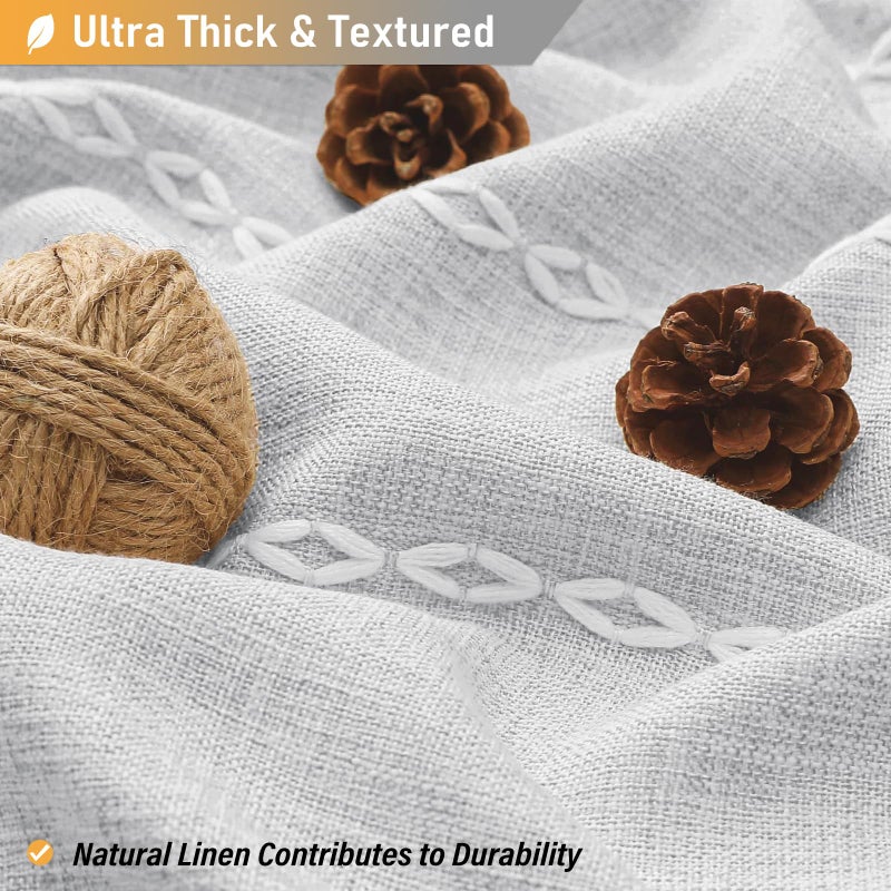 BTTN Gray Boho Farmhouse Shower Curtain, Linen Rustic Weighted Striped Fabric Shower Curtain Set with Tassel, Water Repellent, Bohemian Vintage Country Cloth Shower Curtain for Bathroom, Grey, 72x72 - Image 3