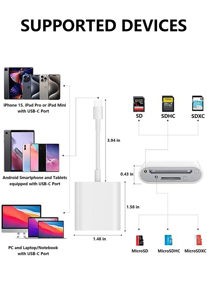 2 in 1 Multifunction SD Card Reader USB C Micro SD Card Reader USB 3.0 OTG Memory Card Adapter  - Image 2