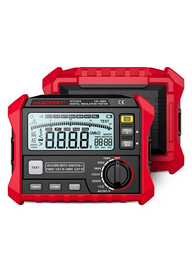 HABOTEST - Insulation Resistance Tester Electrical Megger Insulation Resistance Tester Digital High-Precision Resistance Meter - Image 1