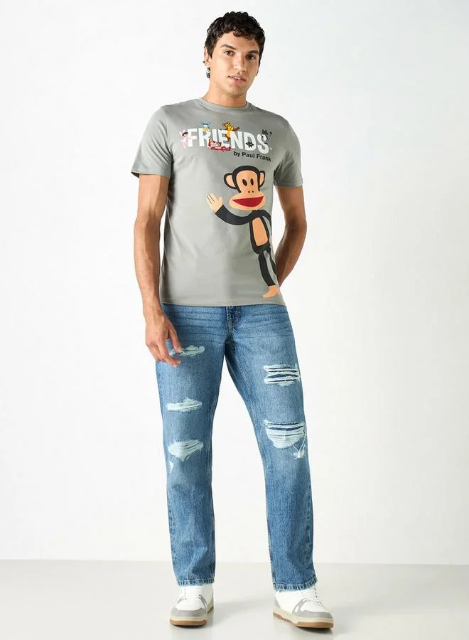 اس بي كاركترز تيشيرت بياقة ضيّقة وأكمام قصيرة وطبعات