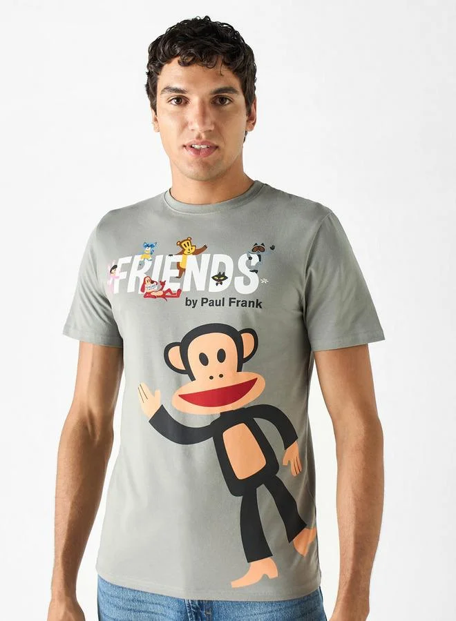 Paul Frank Print Crew Neck T-shirt with Short Sleeves