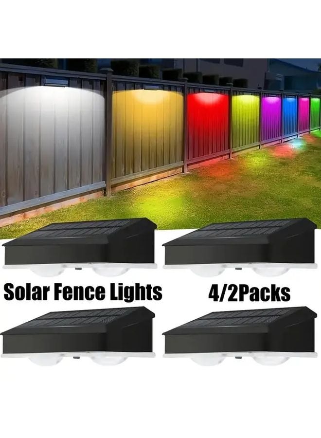 2PCS Multicolor Solar Fence Lights Outdoor Auto On Off 7 Color Modes Garden Wall Deck - Image 2