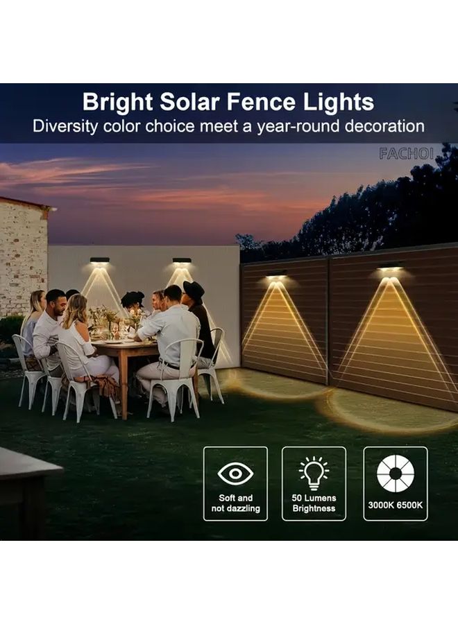 2PCS Multicolor Solar Fence Lights Outdoor Auto On Off 7 Color Modes Garden Wall Deck - Image 5