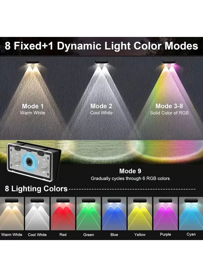 2PCS Multicolor Solar Fence Lights Outdoor Auto On Off 7 Color Modes Garden Wall Deck - Image 4