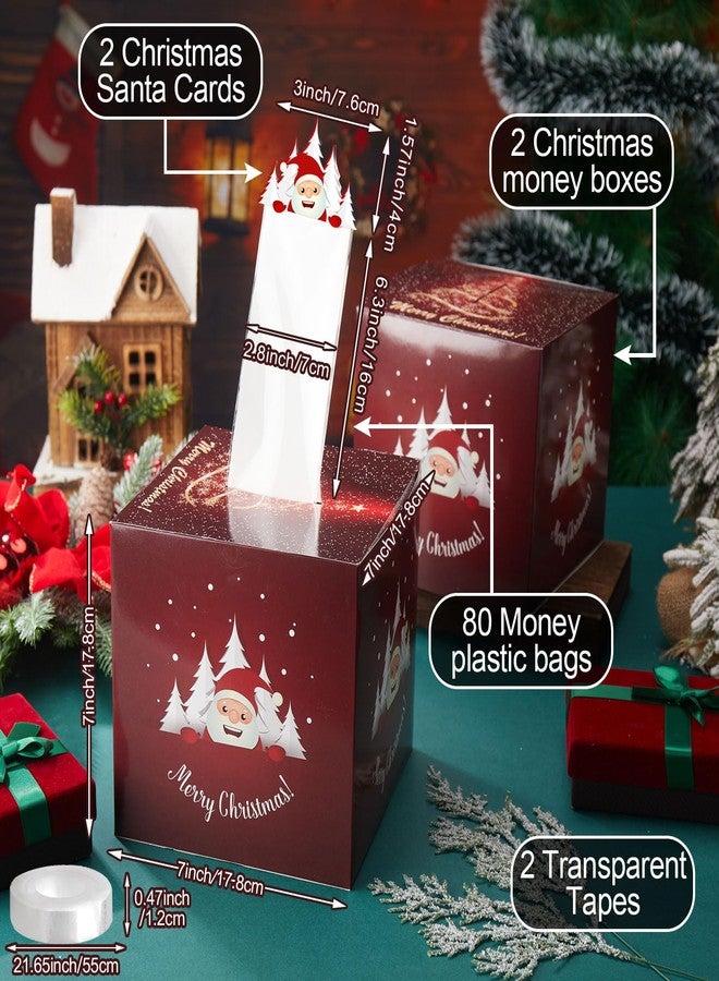 Resurhang Christmas Money Box for Cash Gift Pull Set Holiday Money Dispenser Gift Boxes with Transparent Bags Tape Pull Out Card for Christmas Holiday Party(2 Set,7.01 x 7.01 in - Image 3