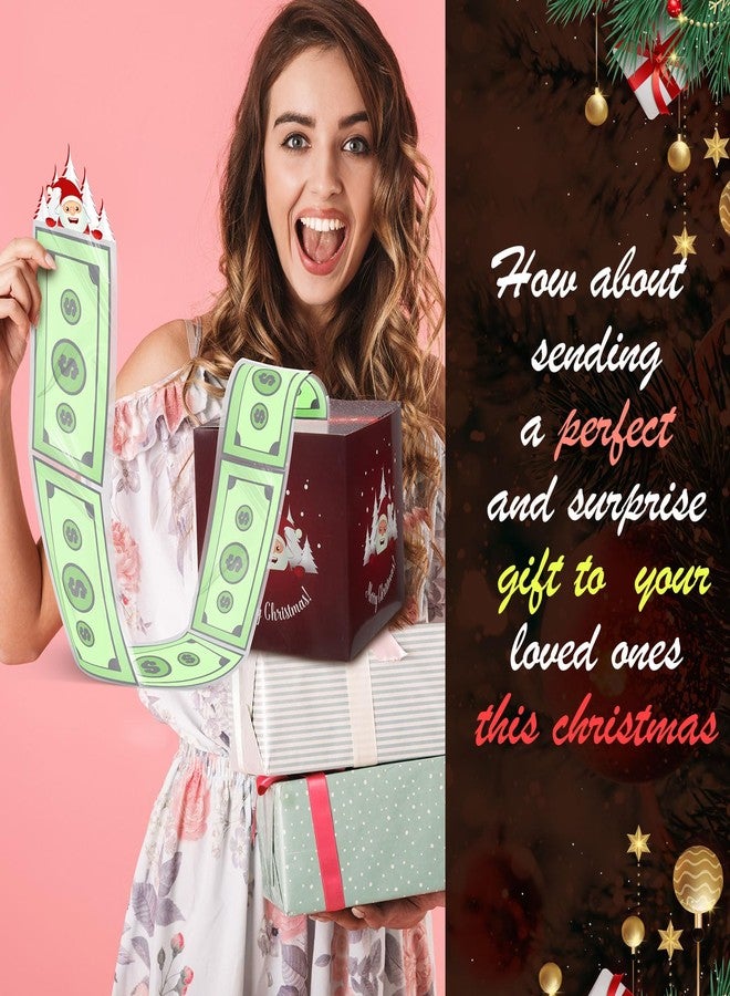 Resurhang Christmas Money Box for Cash Gift Pull Set Holiday Money Dispenser Gift Boxes with Transparent Bags Tape Pull Out Card for Christmas Holiday Party(2 Set,7.01 x 7.01 in - Image 4
