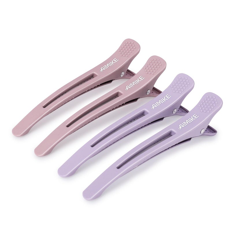 AIMIKE 4pcs Hair Clips for Styling: Sectioning No Crease Duck Billed Clips with Silicone Band, Salon Roller Clips for Women - Image 1