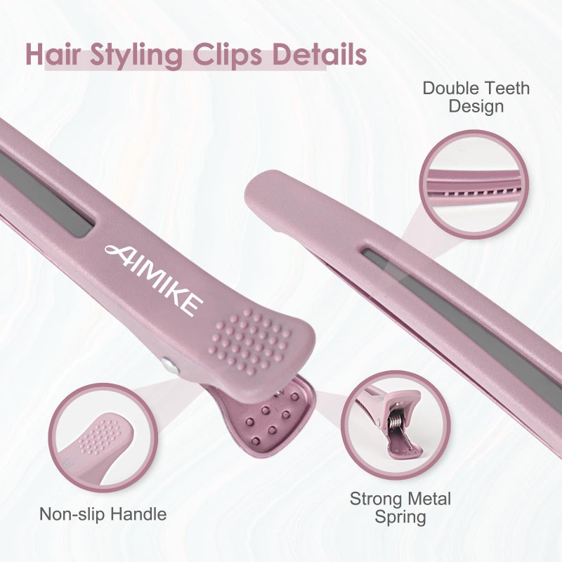 AIMIKE 4pcs Hair Clips for Styling: Sectioning No Crease Duck Billed Clips with Silicone Band, Salon Roller Clips for Women - Image 4