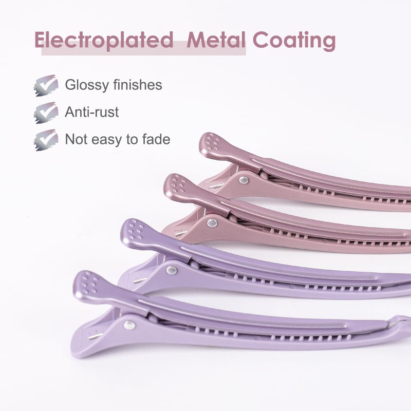 AIMIKE 4pcs Hair Clips for Styling: Sectioning No Crease Duck Billed Clips with Silicone Band, Salon Roller Clips for Women - Image 2