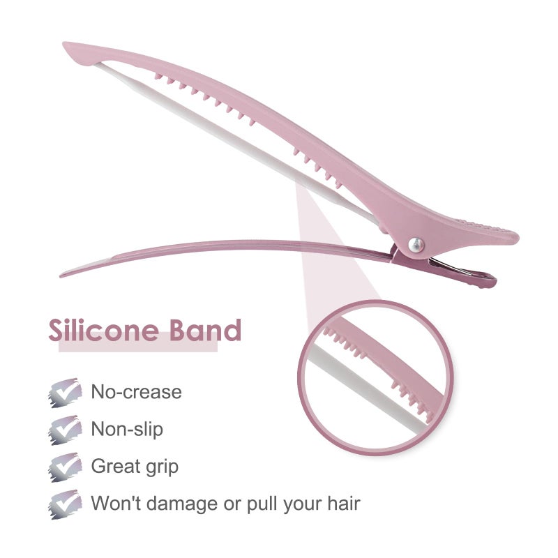 AIMIKE 4pcs Hair Clips for Styling: Sectioning No Crease Duck Billed Clips with Silicone Band, Salon Roller Clips for Women - Image 3