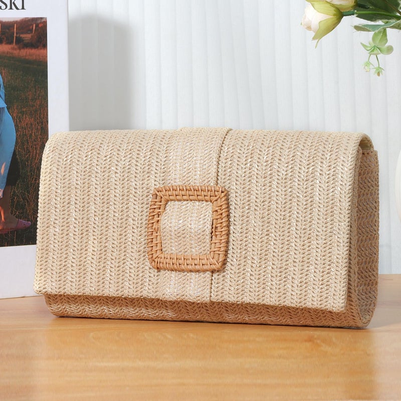 LUI SUI Straw Clutch Purse for Women Rattan Summer Evening Handbag Woven Beach Envelope Purse Raffia Handbag - Image 2