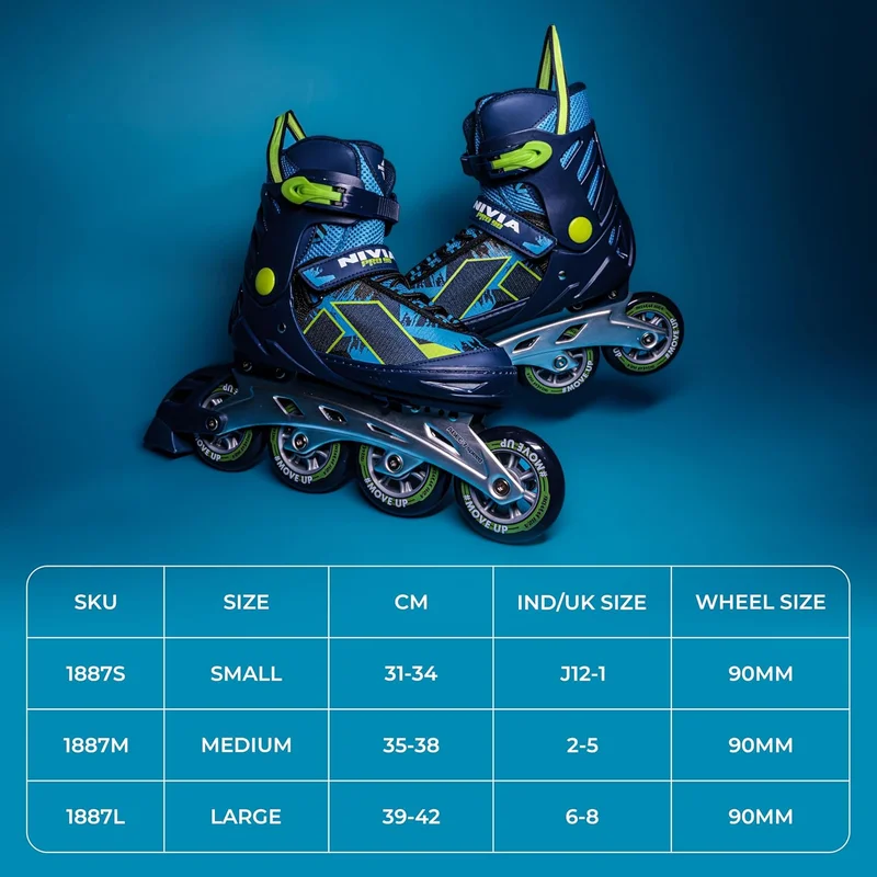 Nivia  Nivia Pro 90 Adjustable Inline Skates for Kids - Blue/Green  | Best Price UAE