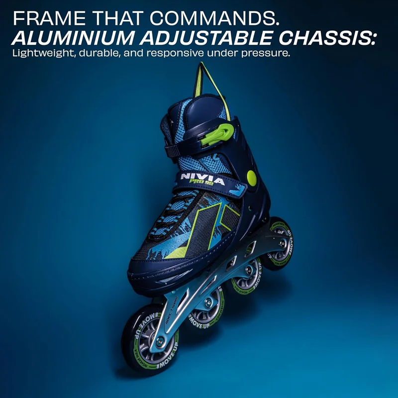 نيفيا Nivia Pro 90 Adjustable Inline Skates for Kids - Blue/Green