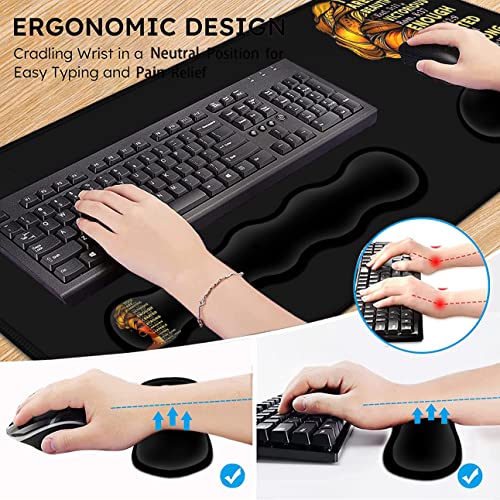 JVGFYNKL Large Mouse Pad with Wrist Support Ergonomic Memory Foam Keyboard Wrist Support & Non-Slip Mouse Wrist Rest,Extended Gaming Mouse Pads,for Laptop Office Desk Mat African Art Black Queen Anime Pattern - Image 5