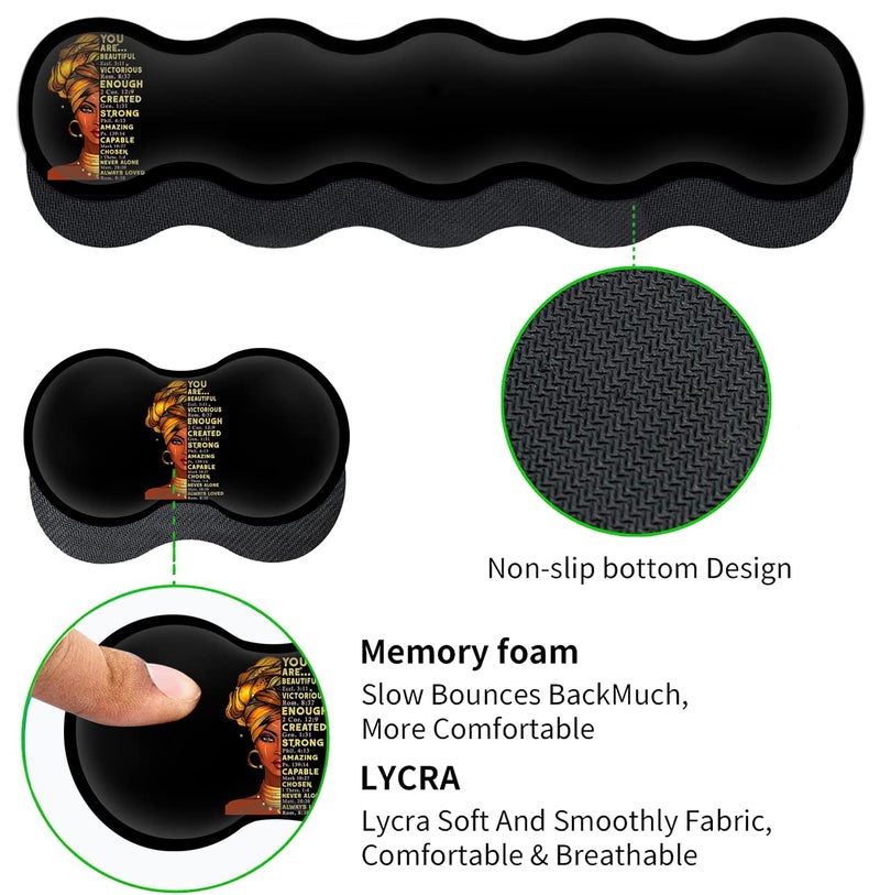 JVGFYNKL Large Mouse Pad with Wrist Support Ergonomic Memory Foam Keyboard Wrist Support & Non-Slip Mouse Wrist Rest,Extended Gaming Mouse Pads,for Laptop Office Desk Mat African Art Black Queen Anime Pattern - Image 3