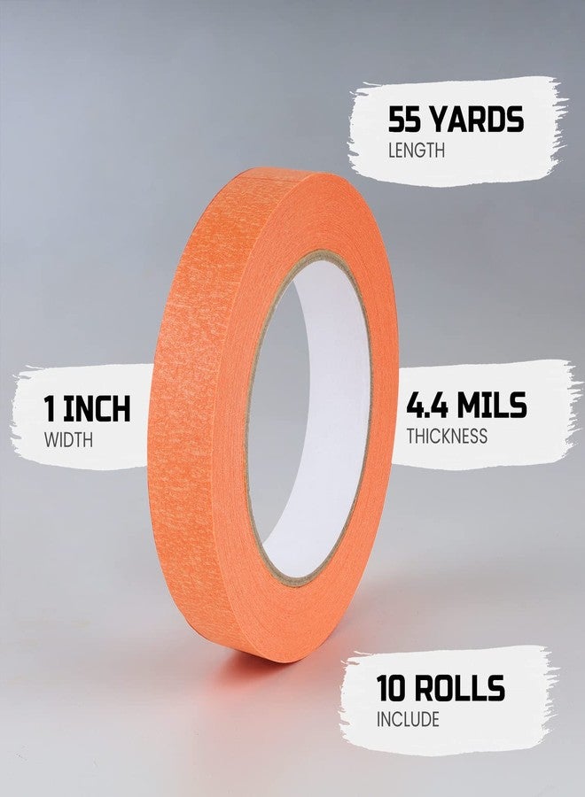 Lichamp 10 Pack Orange Painters Tape 1 inch, Medium Adhesive Orange Masking Tape Bulk Multi Pack, 1 inch x 55 Yards x 10 Rolls (550 Total Yards) - Image 2