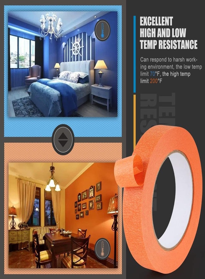 Lichamp 10 Pack Orange Painters Tape 1 inch, Medium Adhesive Orange Masking Tape Bulk Multi Pack, 1 inch x 55 Yards x 10 Rolls (550 Total Yards) - Image 4
